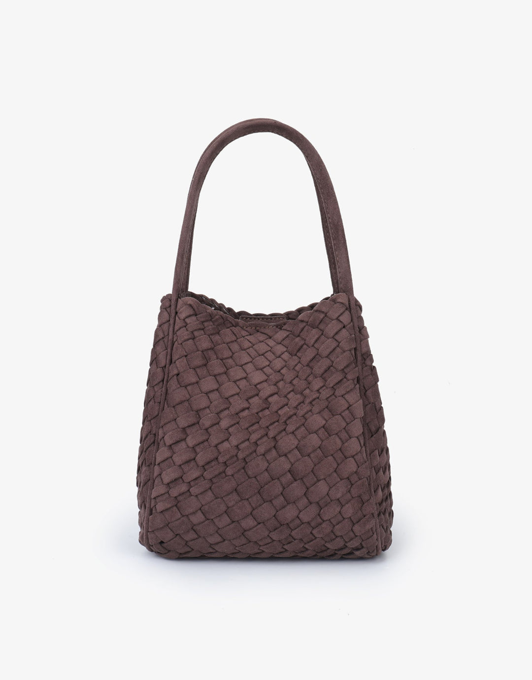 Remi/Reid Hollace Faux Suede Mini Woven Tote Bag in Espresso available at Barbara Katz