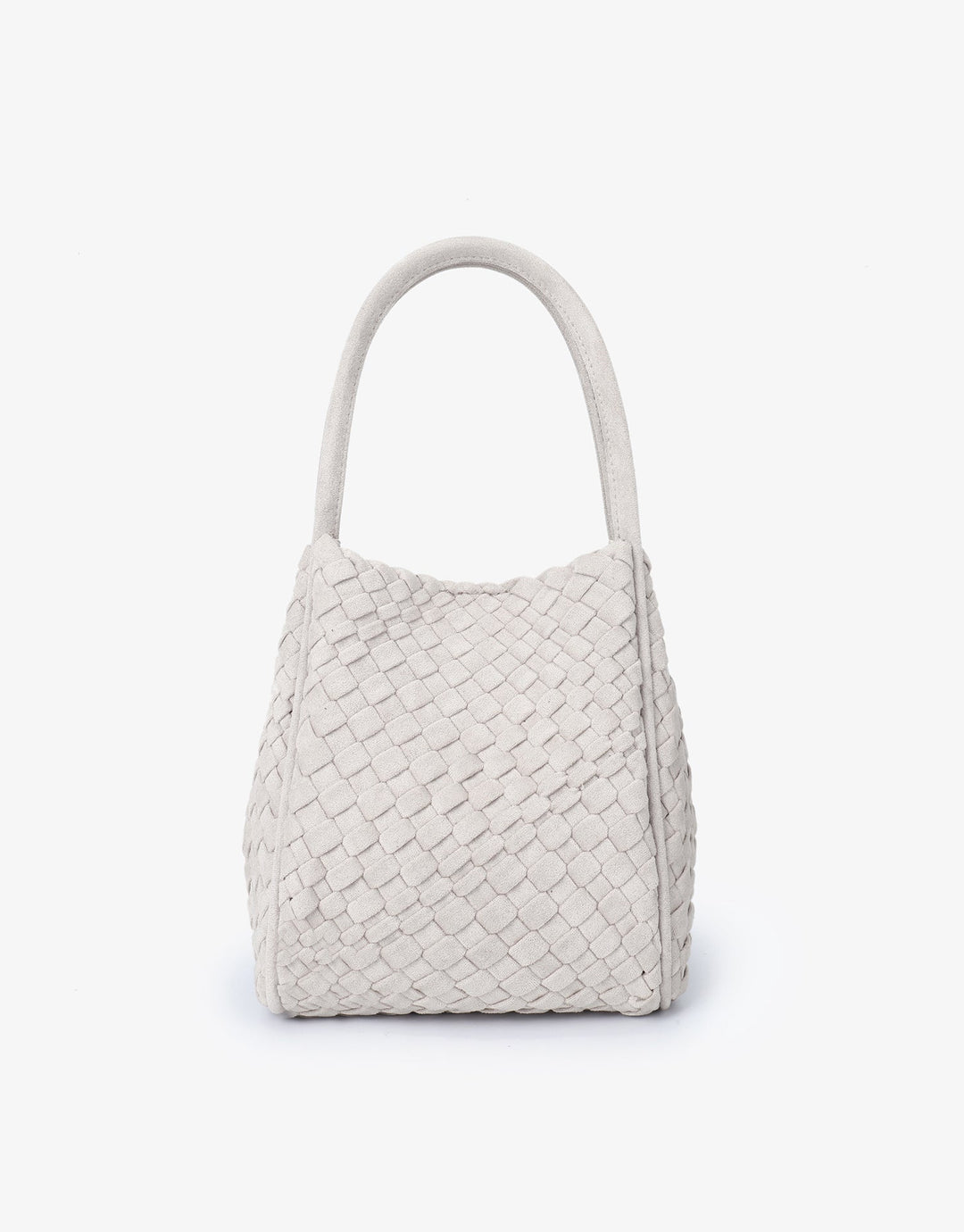 Remi/Reid Hollace Faux Suede Mini Woven Tote Bag in Cream available at Barbara Katz