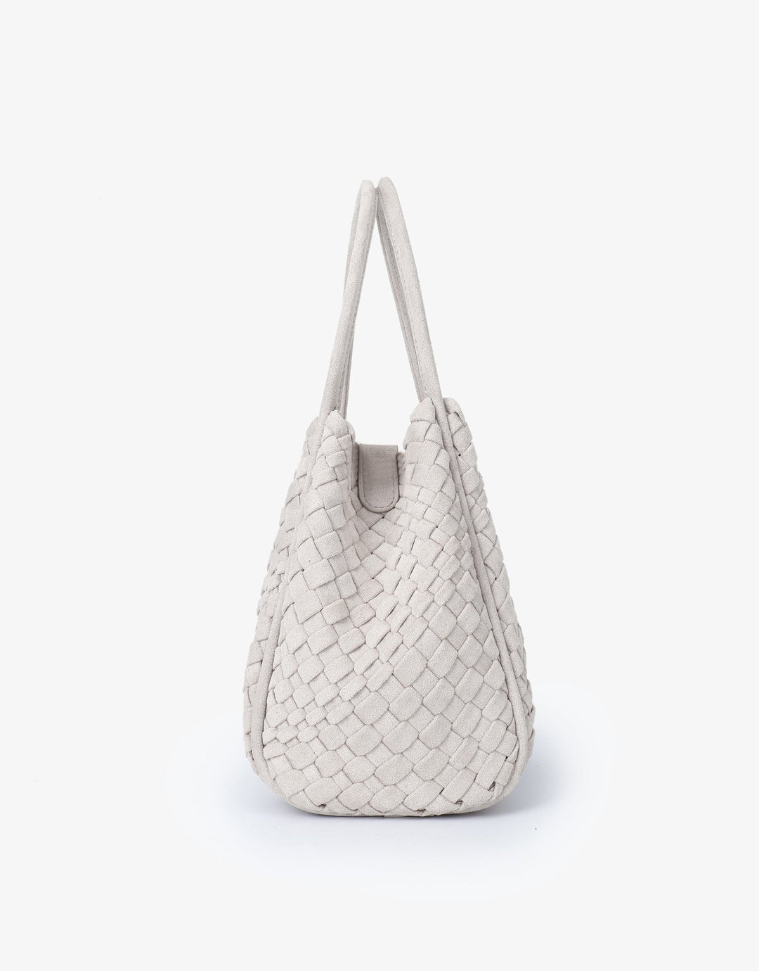 Remi/Reid Hollace Faux Suede Mini Woven Tote Bag in Cream available at Barbara Katz