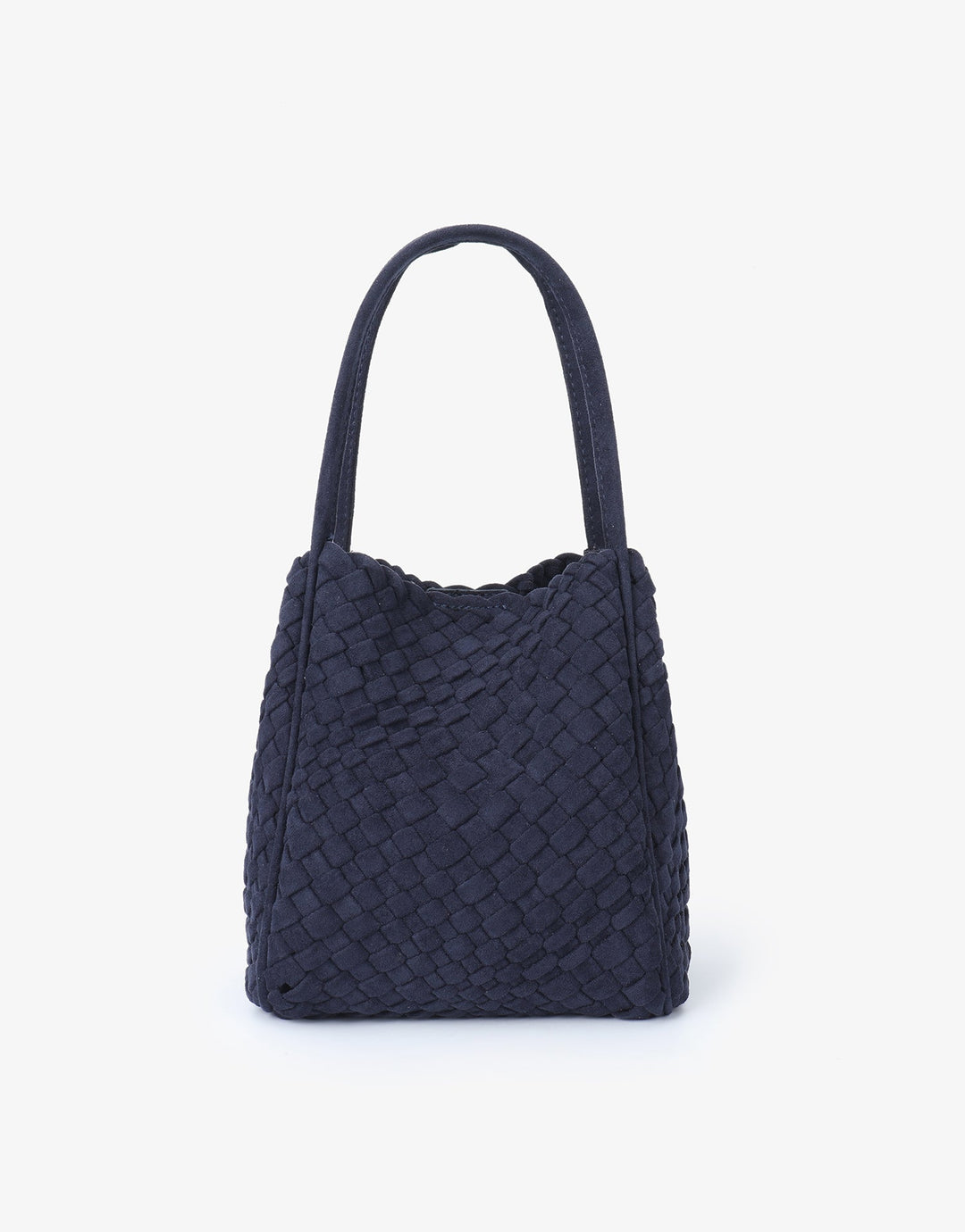 Remi/Reid Hollace Faux Suede Mini Woven Tote Bag in Navy available at Barbara Katz