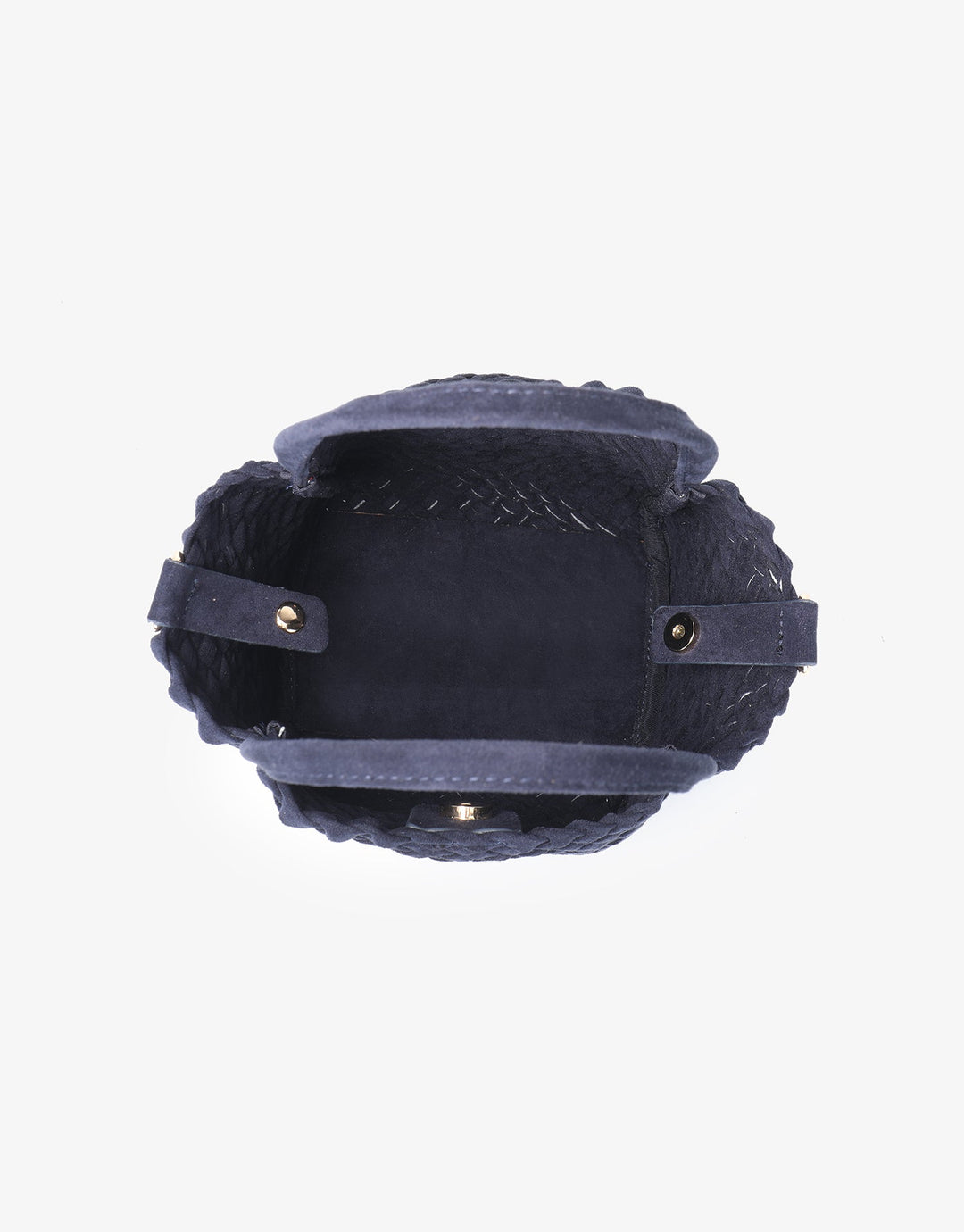 Remi/Reid Hollace Faux Suede Mini Woven Tote Bag in Navy available at Barbara Katz