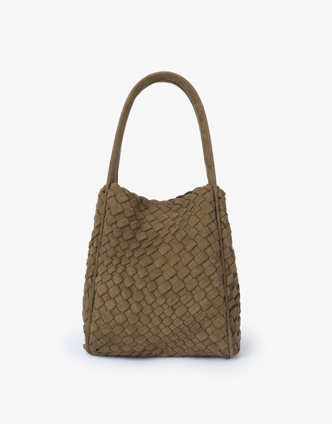 Remi/Reid Hollace Faux Suede Mini Woven Tote Bag in Olive available at Barbara Katz