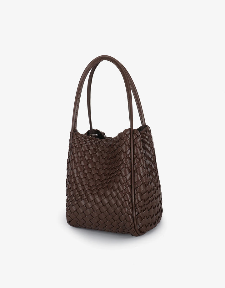 Remi/Reid Hollace Mini Woven Tote Bag in Espresso available at Barbara Katz