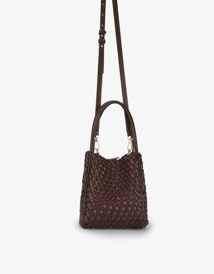 Remi/Reid Hollace Mini Woven Tote Bag in Espresso available at Barbara Katz