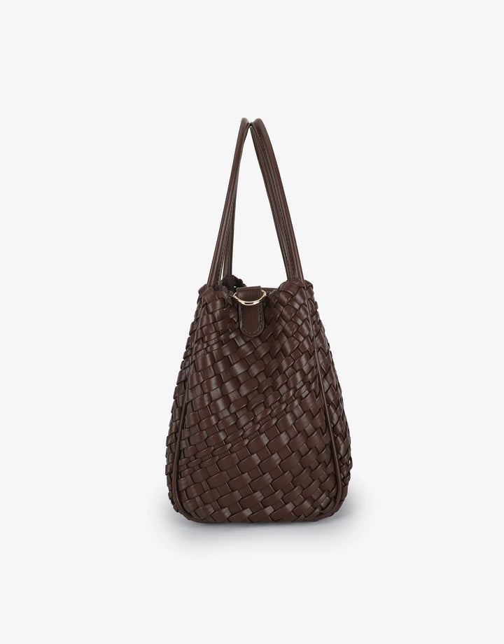 Remi/Reid Hollace Mini Woven Tote Bag in Espresso available at Barbara Katz