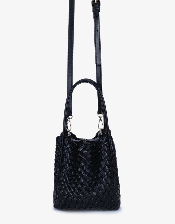 Remi/Reid Hollace Mini Woven Tote Bag in Black available at Barbara Katz