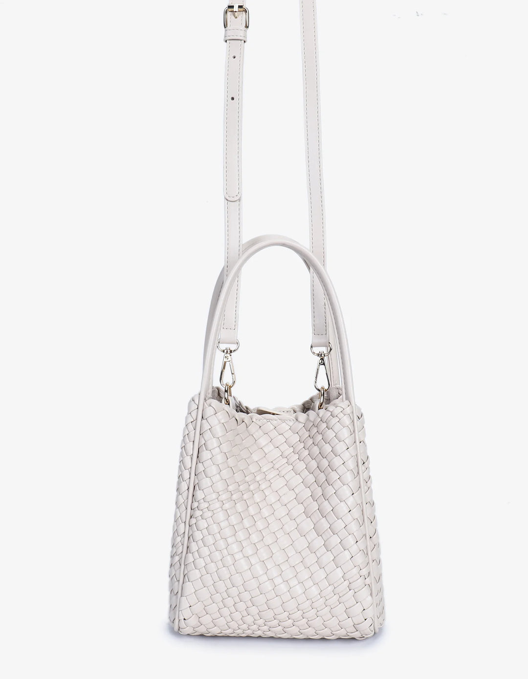 Remi/Reid Hollace Mini Woven Tote Crossbody Bag in Cream available at Barbara Katz