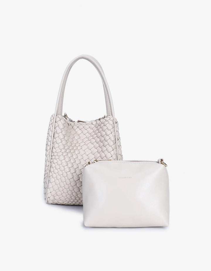 Remi/Reid Hollace Mini Woven Tote Bag in Cream available at Barbara Katz