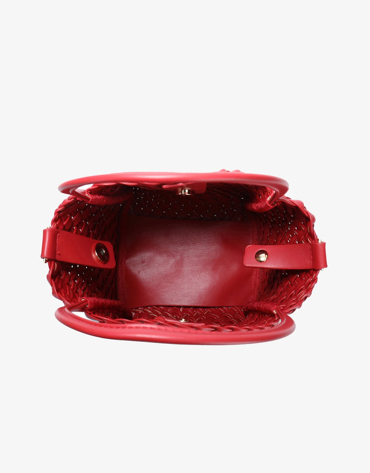 Remi/Reid Hollace Mini Woven Tote Bag in Red available at Barbara Katz