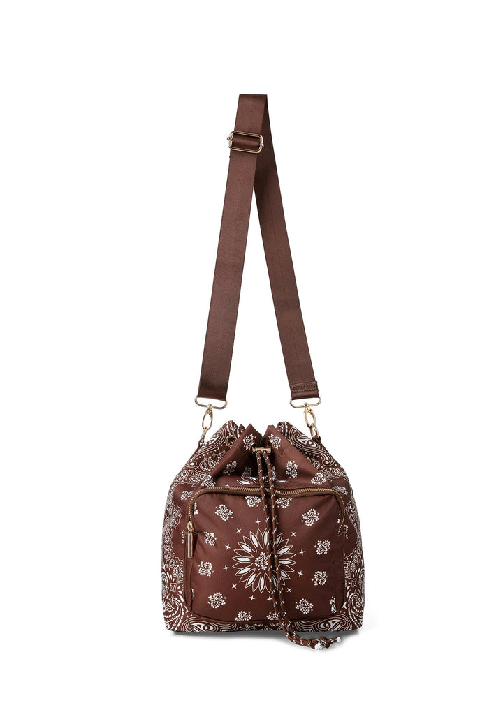 Haute Shore Harley Bandana Print Bucket Bag in Walnut available at Barbara Katz