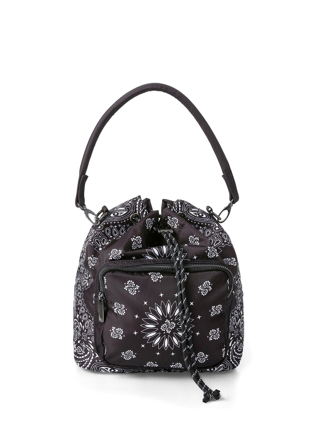 Haute Shore Harley Bandana Print Bucket Bag in Black available at Barbara Katz