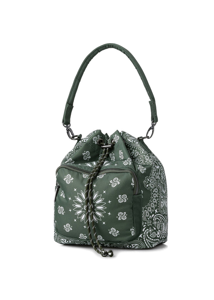 Haute Shore Harley Bandana Print Bucket Bag in Olive available at Barbara Katz