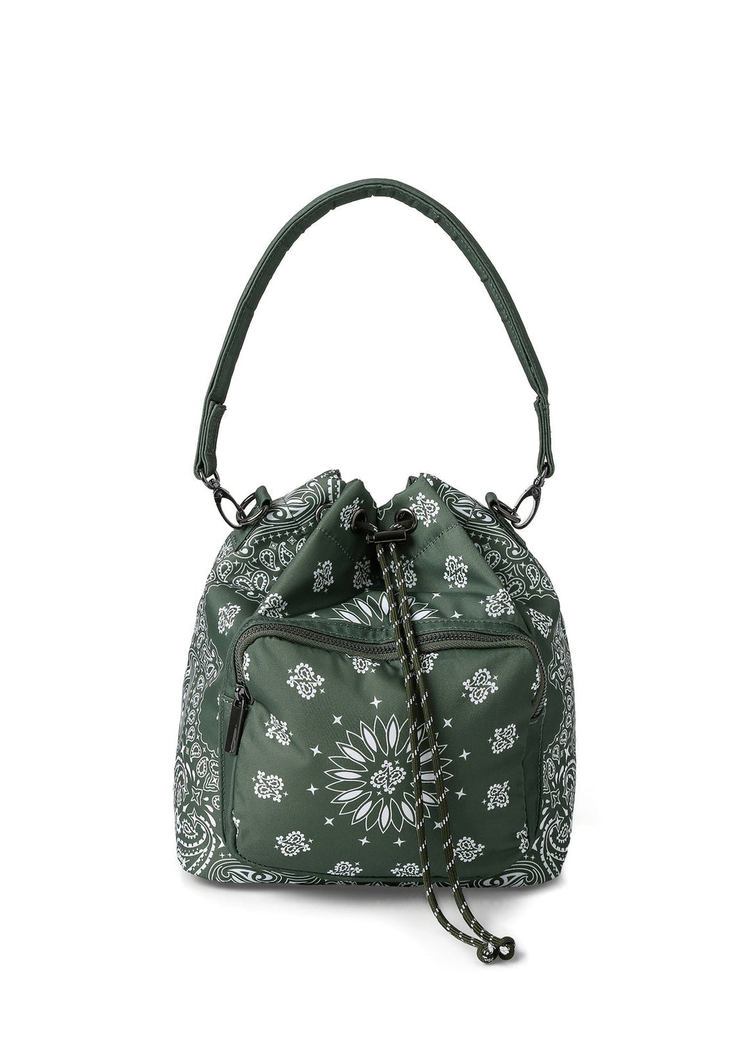 Haute Shore Harley Bandana Print Bucket Bag in Olive available at Barbara Katz