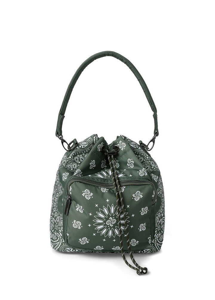 Haute Shore Harley Bandana Print Bucket Bag in Olive available at Barbara Katz