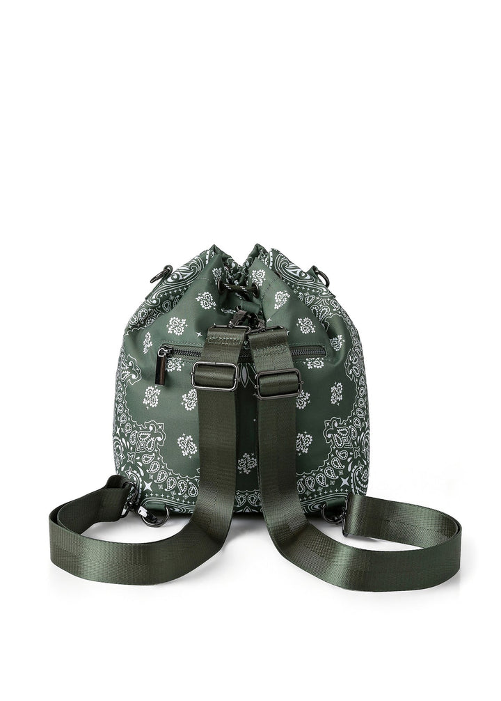 Haute Shore Harley Bandana Print Bucket Bag in Olive available at Barbara Katz