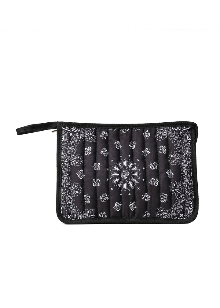 Haute Shore Beau Bandana Print Pouch in Black available at Barbara Katz