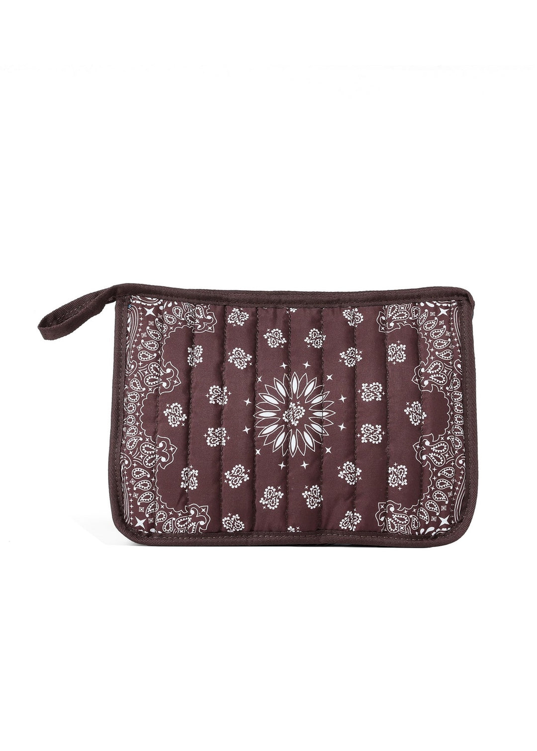 Haute Shore Beau Bandana Print Pouch in Brown available at Barbara Katz