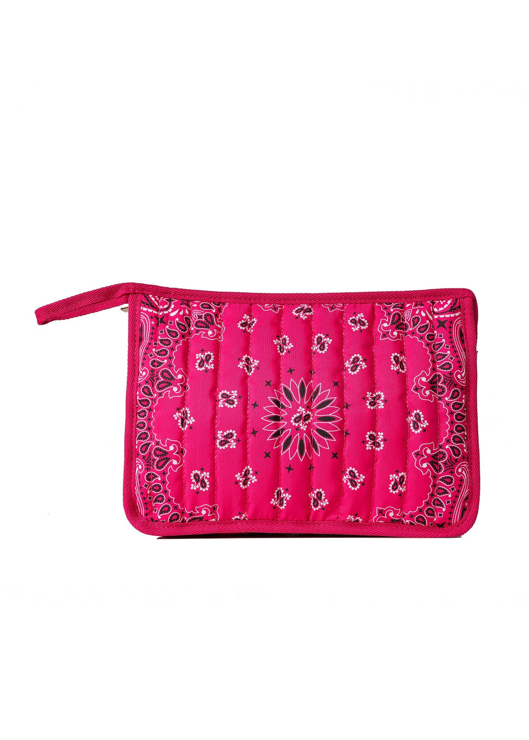 Haute Shore Beau Bandana Print Pouch in Hot Pink available at Barbara Katz