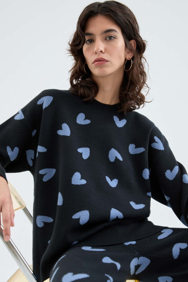 Heart Print Sweater 
