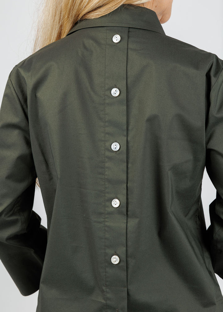 Hinson Wu Aileen 3/4 Sleeve Button Back Top in Oregano available at Barbara Katz