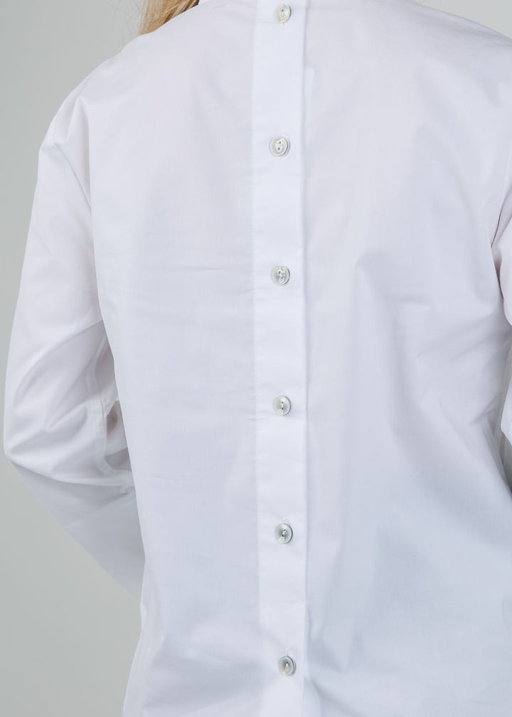 Hinson Wu Aileen 3/4 Sleeve Button Back Top in White available at Barbara Katz