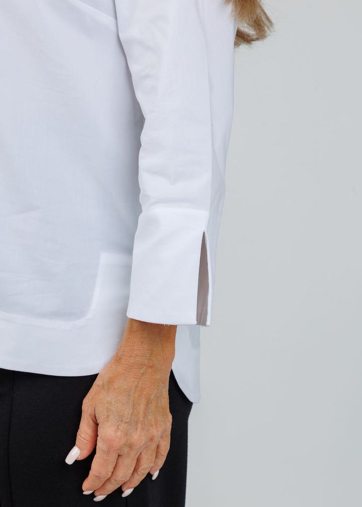 Hinson Wu Aileen 3/4 Sleeve Button Back Top in White available at Barbara Katz