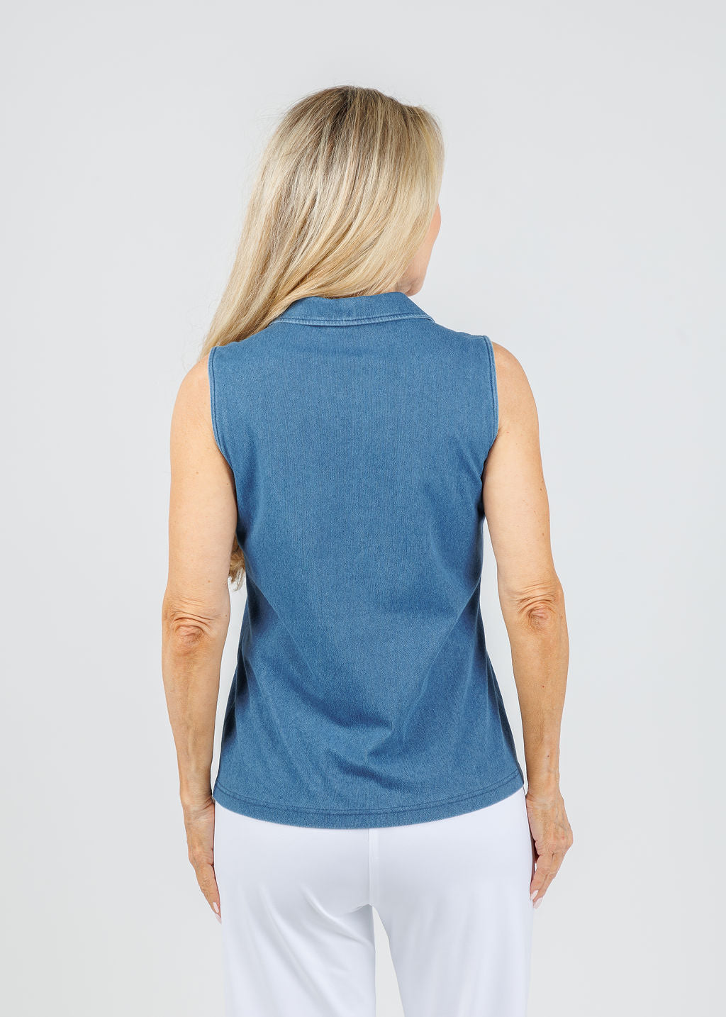 Hinson Wu Emma Sleeveless Knit Denim Foundation Layer in Medium Wash available at Barbara Katz