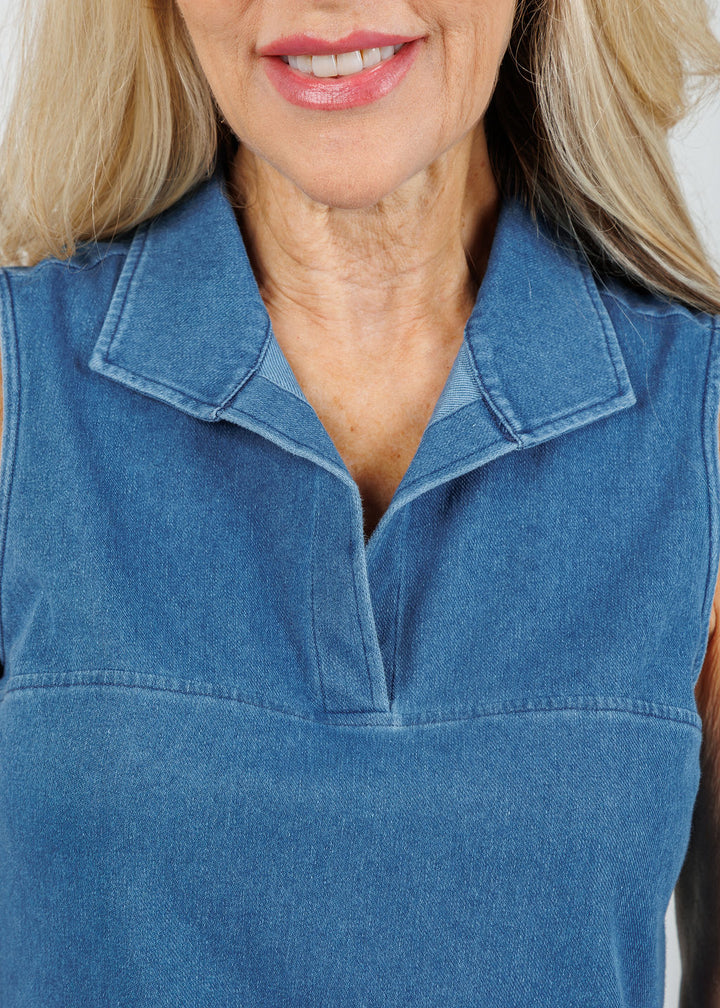 Hinson Wu Emma Sleeveless Knit Denim Foundation Layer in Medium Wash available at Barbara Katz