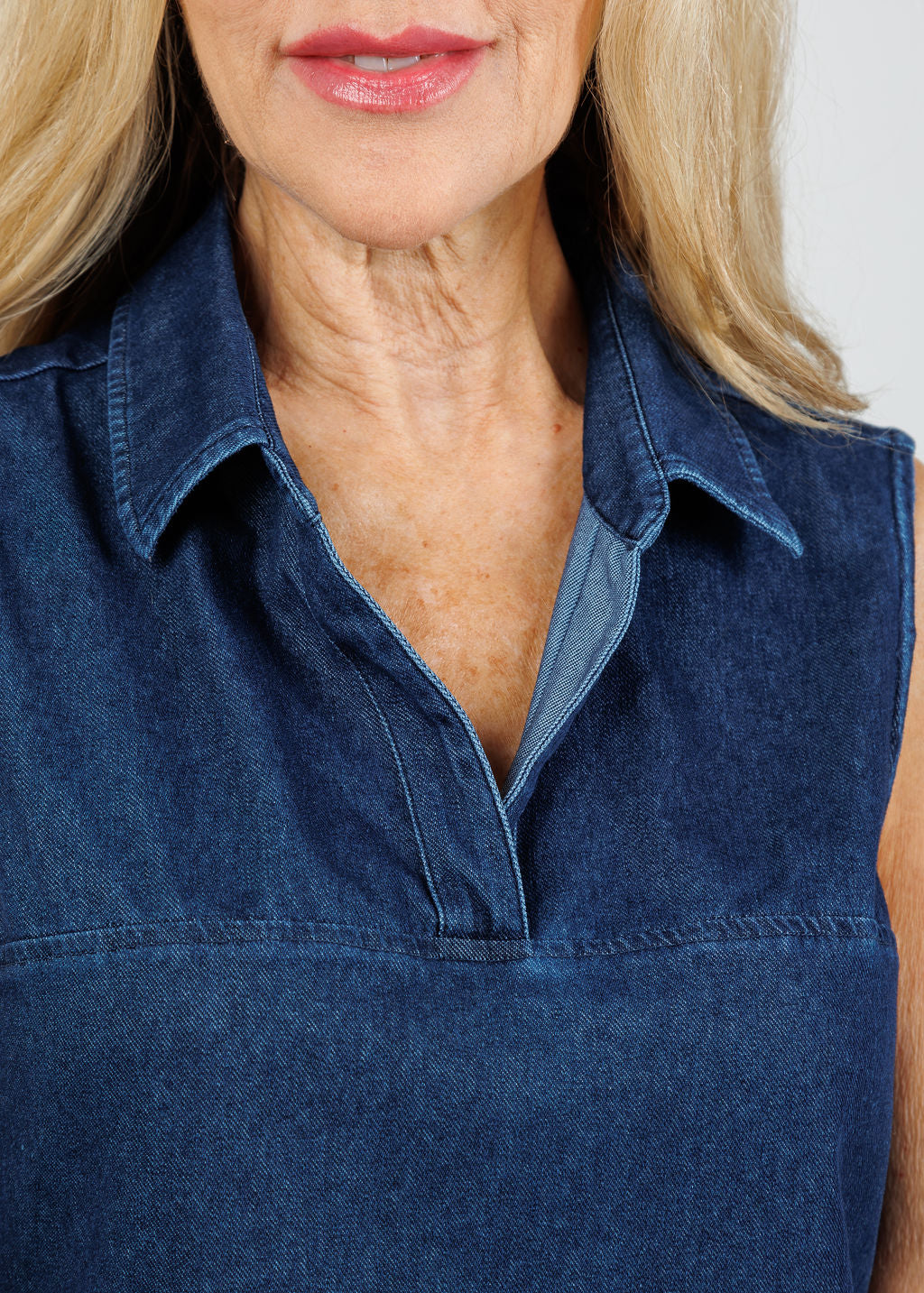Hinson Wu Jane Sleeveless Knit Denim Foundation Layer in Dark Wash available at Barbara Katz