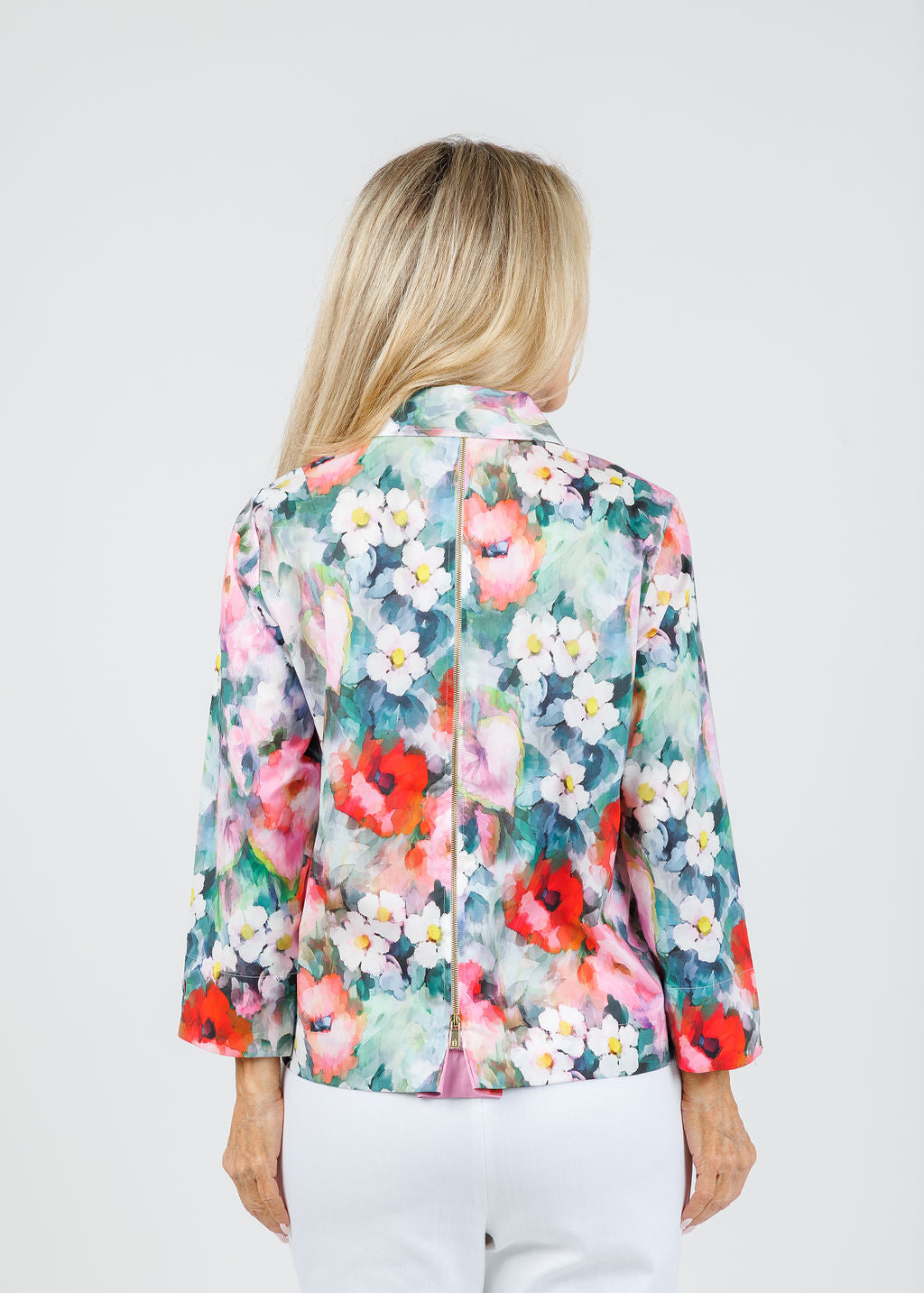 Hinson Wu Xena 3/4 Sleeve Watercolor Garden Shirt available at Barbara Katz