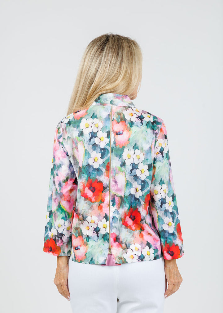 Hinson Wu Xena 3/4 Sleeve Watercolor Garden Shirt available at Barbara Katz