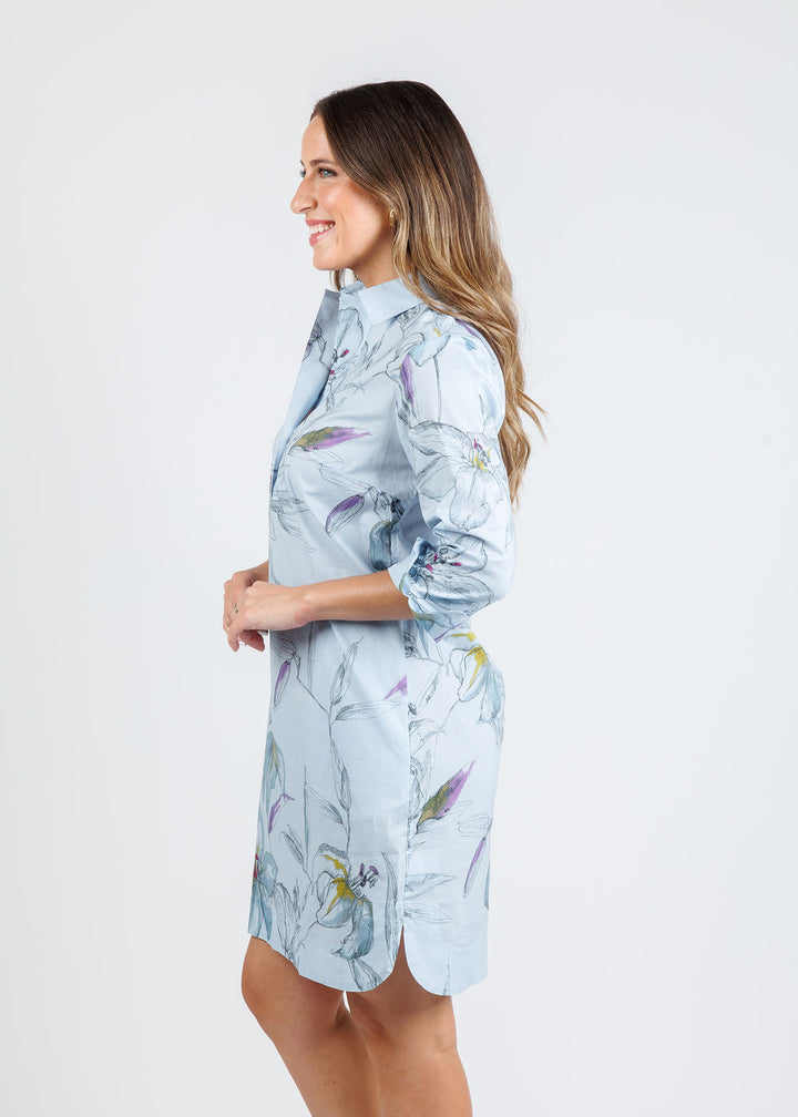 Hinson Wu Aileen 3/4 Sleeve Dress in Lily Print available at Barbara Katz