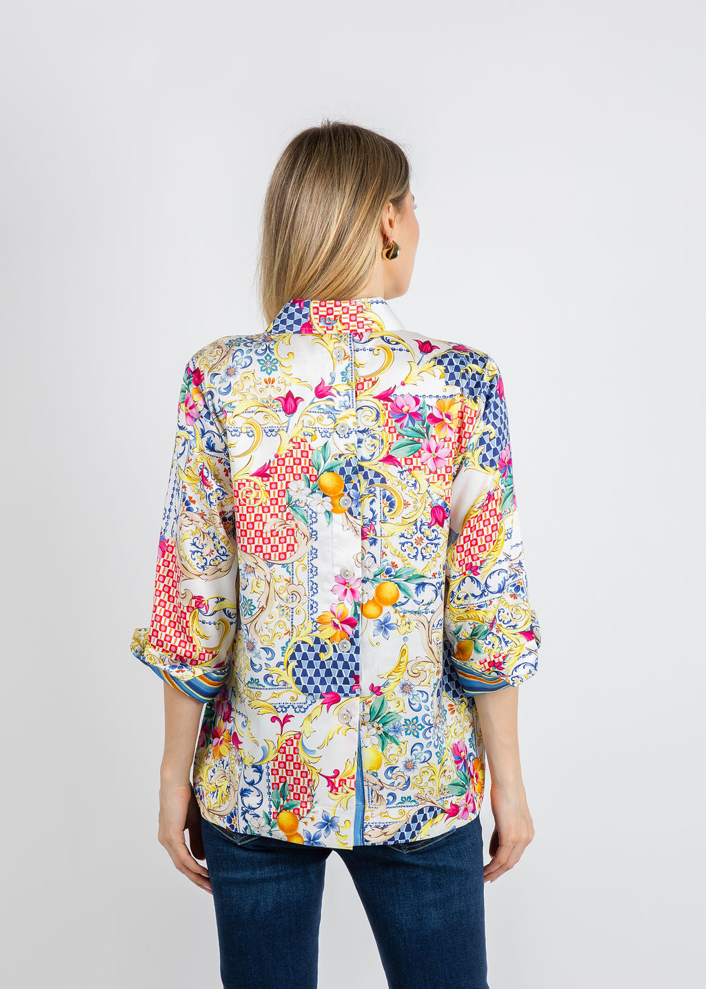 Hinson Wu Aileen 3/4 Sleeve Amalfi Print Top available at Barbara Katz