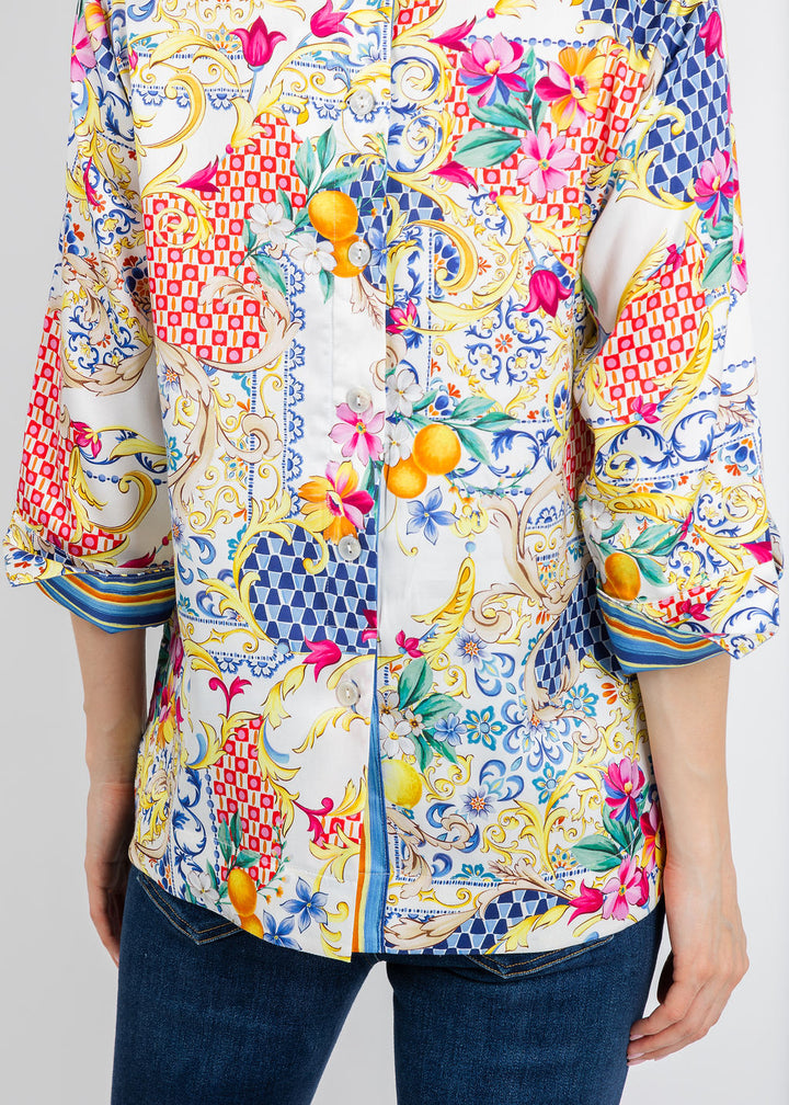 Hinson Wu Aileen 3/4 Sleeve Amalfi Print Top available at Barbara Katz