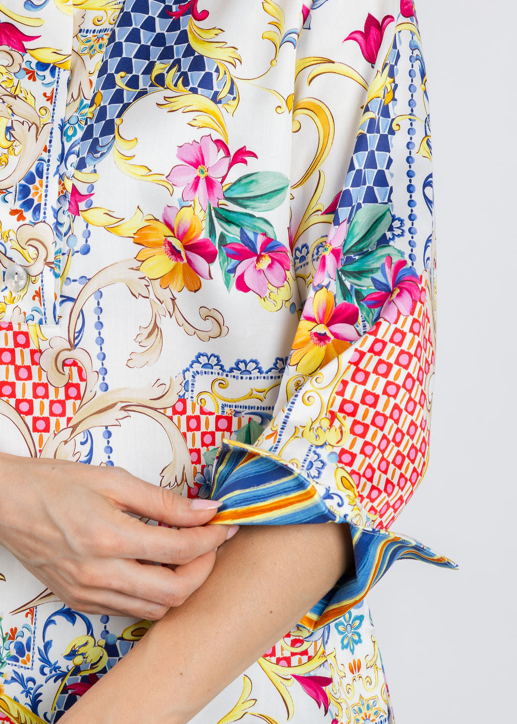 Hinson Wu Aileen 3/4 Sleeve Amalfi Print Top available at Barbara Katz