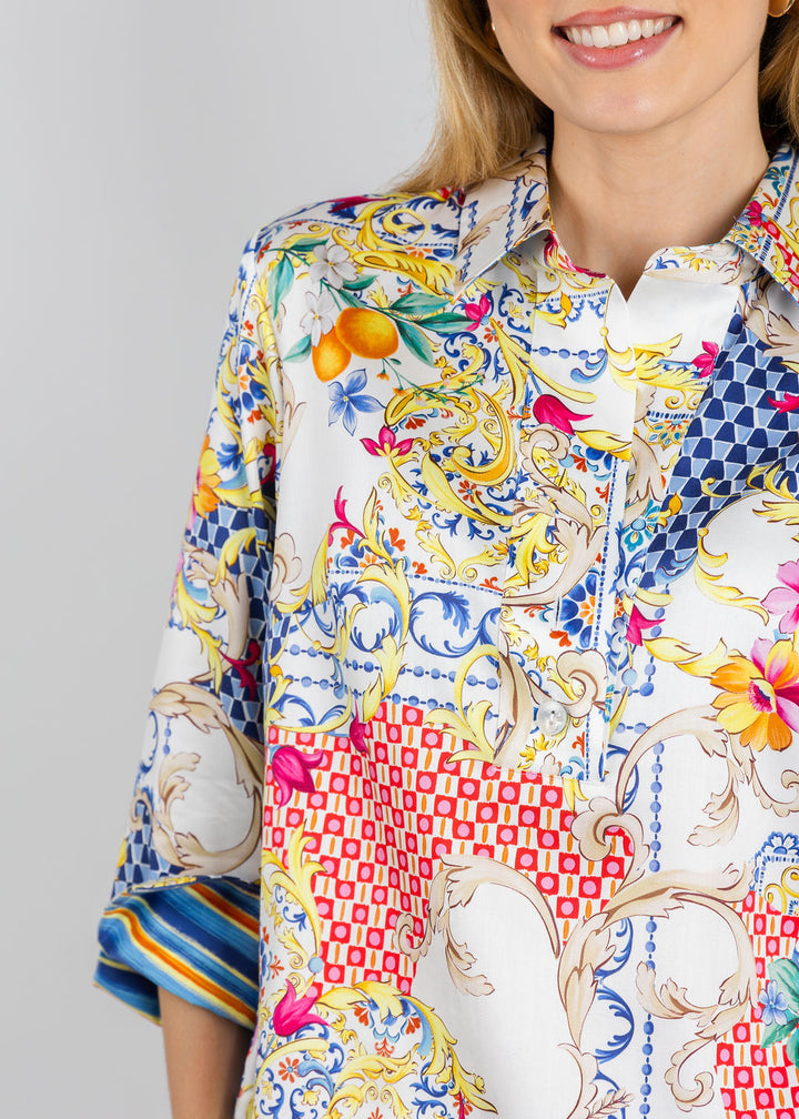 Hinson Wu Aileen 3/4 Sleeve Amalfi Print Top available at Barbara Katz
