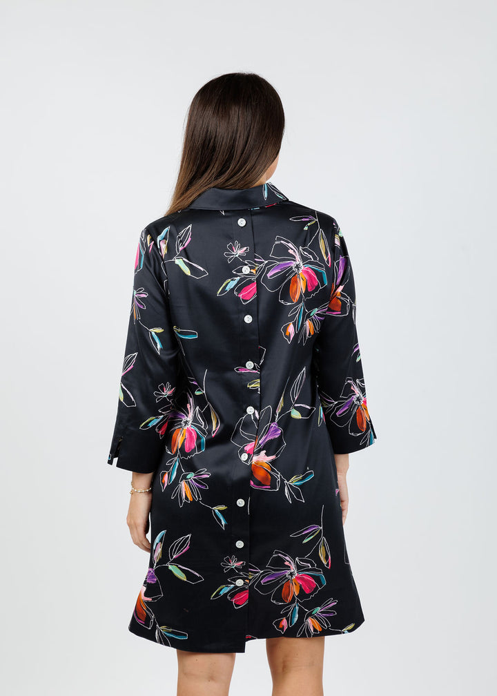 Hinson Wu Aileen 3/4 Sleeve Floral Stencil Dress available at Barbara Katz