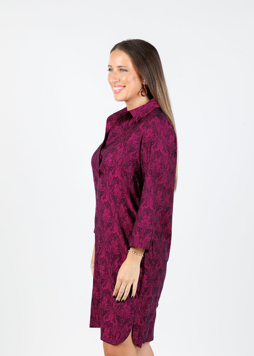 Hinson Wu Aileen Long Sleeve Dress in Black/Raspberry available at Barbara Katz