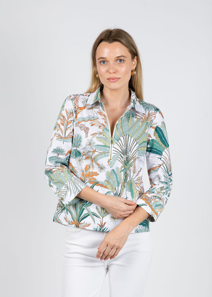 Hinson Wu Alessa 3/4 Sleeve Amazonian Print Top available at Barbara Katz