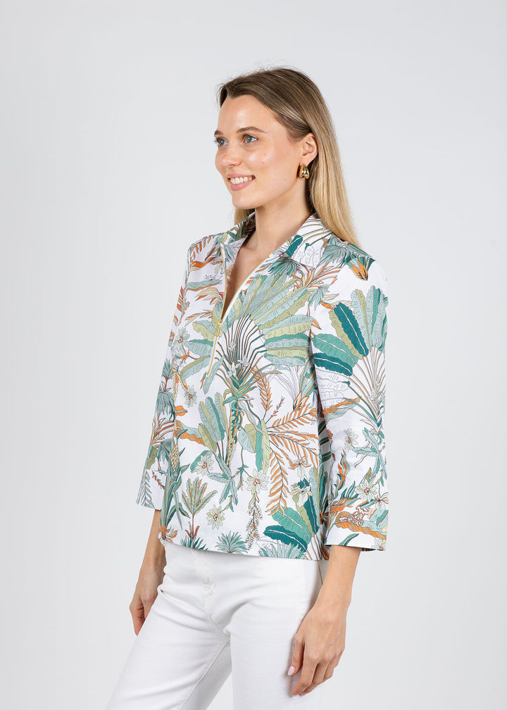 Hinson Wu Alessa 3/4 Sleeve Amazonian Print Top available at Barbara Katz