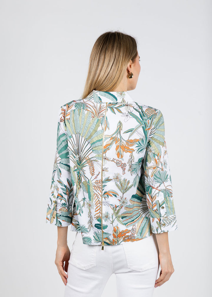 Hinson Wu Alessa 3/4 Sleeve Amazonian Print Top available at Barbara Katz