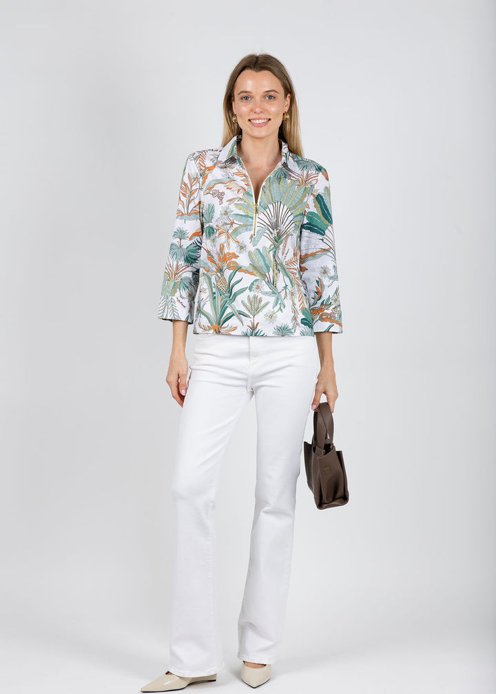 Hinson Wu Alessa 3/4 Sleeve Amazonian Print Top available at Barbara Katz
