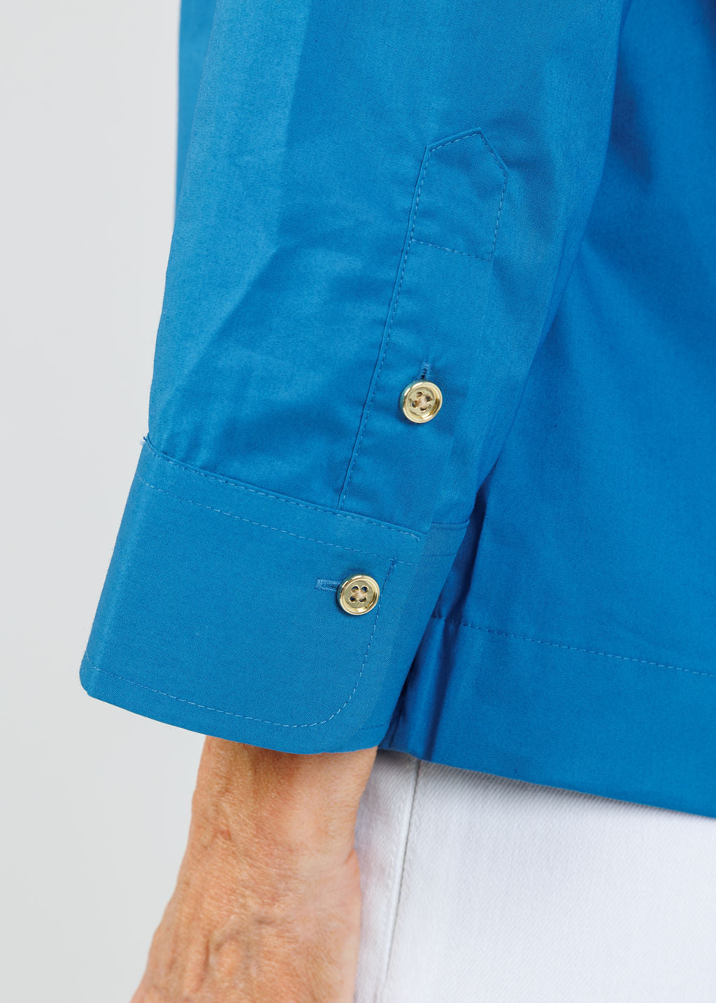 Hinson Wu Alessa 3/4 Sleeve Shirt in Sapphire available at Barbara Katz