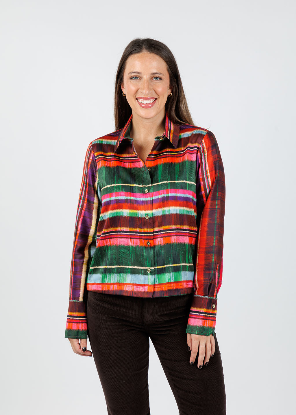 Hinson Wu Astrid Textured Stripes Long Sleeve Shirt available at Barbara Katz