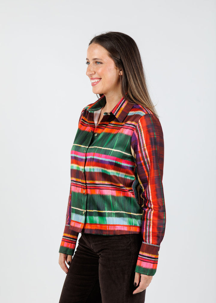 Hinson Wu Astrid Textured Stripes Long Sleeve Shirt available at Barbara Katz