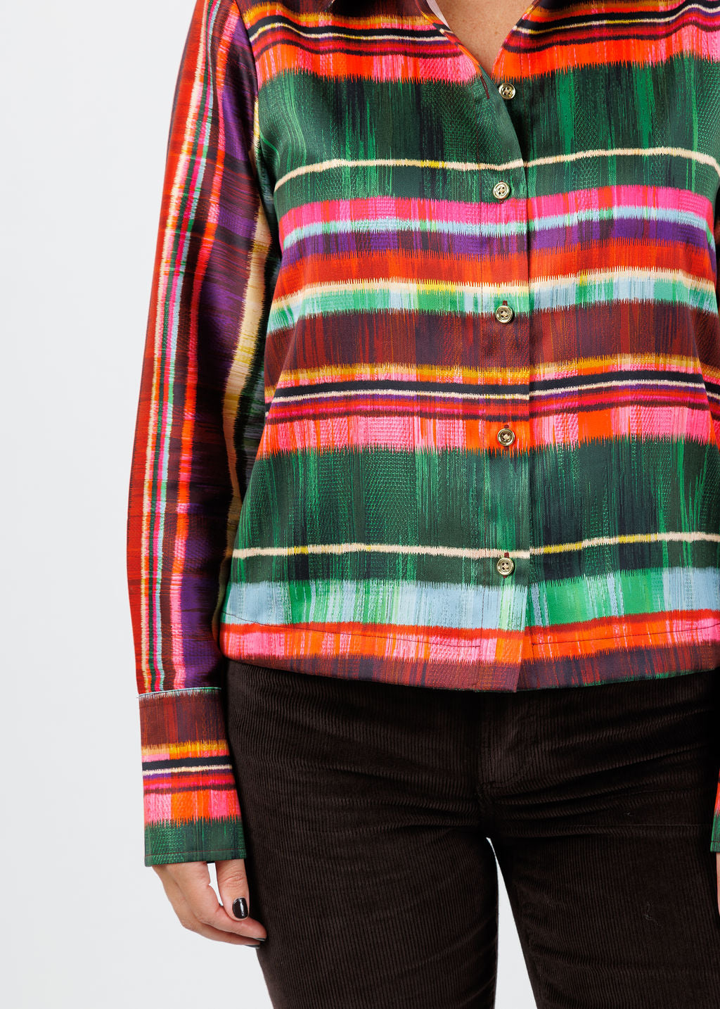Hinson Wu Astrid Textured Stripes Long Sleeve Shirt available at Barbara Katz