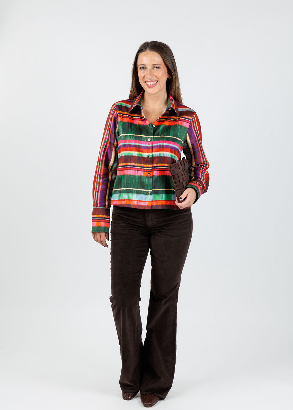 Hinson Wu Astrid Textured Stripes Long Sleeve Shirt available at Barbara Katz
