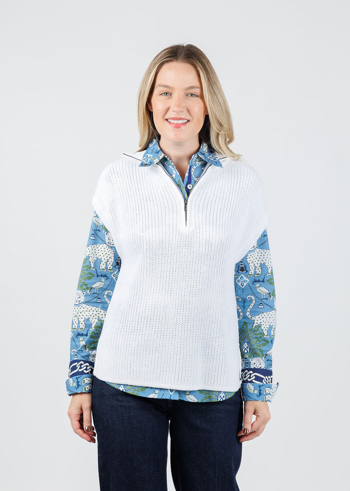 Hinson Wu Brooke Sleeveless Sweater Vest in Pearl White available at Barbara Katz