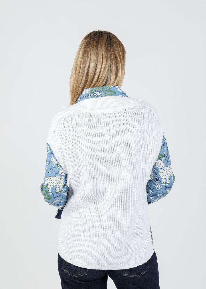 Hinson Wu Brooke Sleeveless Sweater Vest in Pearl White available at Barbara Katz