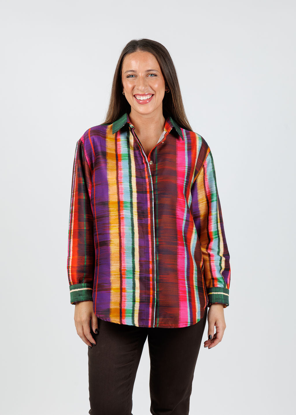 Hinson Wu Halsey Textured Stripes Long Sleeve Shirt available at Barbara Katz

